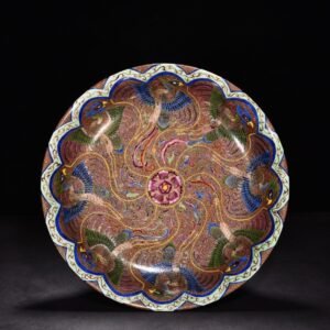 Qing Dynasty Qianlong enamel engraved gold Nine-Five Supreme Longevity Nine Phoenix Plate