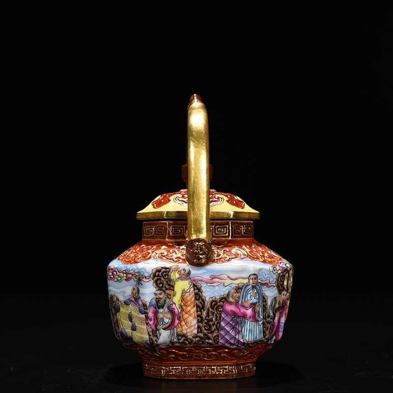 Qing Dynasty Qianlong enamel Eighteen Arhat teapot
