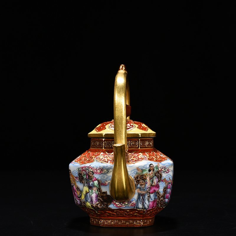 Qing Dynasty Qianlong enamel Eighteen Arhat teapot