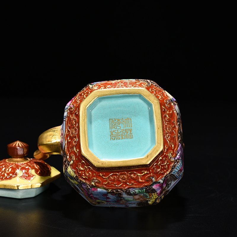 Qing Dynasty Qianlong enamel Eighteen Arhat teapot