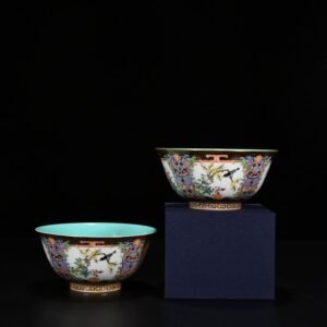 Qing Dynasty Qianlong enamel bowl with four seasons flower and birds
