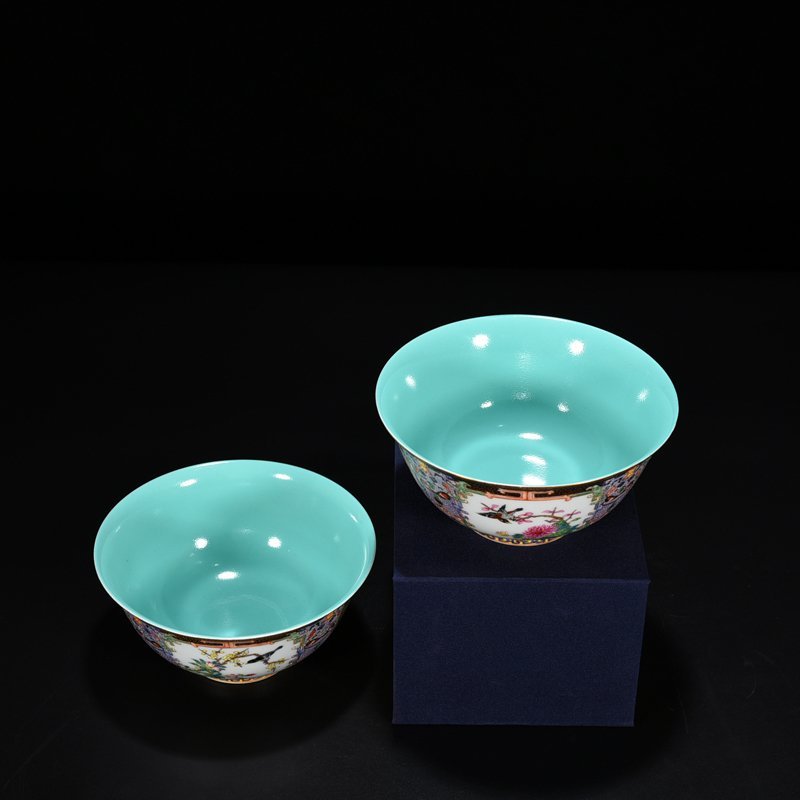 Qing Dynasty Qianlong enamel bowl with four seasons flower and birds