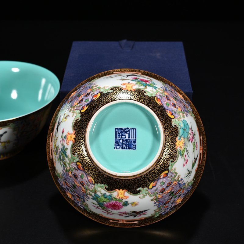 Qing Dynasty Qianlong enamel bowl with four seasons flower and birds