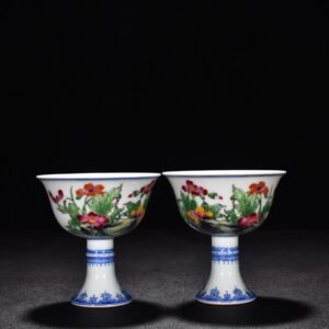 Qing Dynasty Qianlong enamel poppy flower goblet