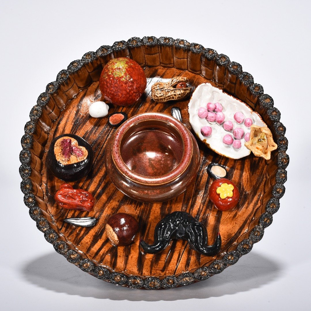 Qing Dynasty Qianlong Zhen Zongyuan bionic porcelain bound bamboo fruit plate