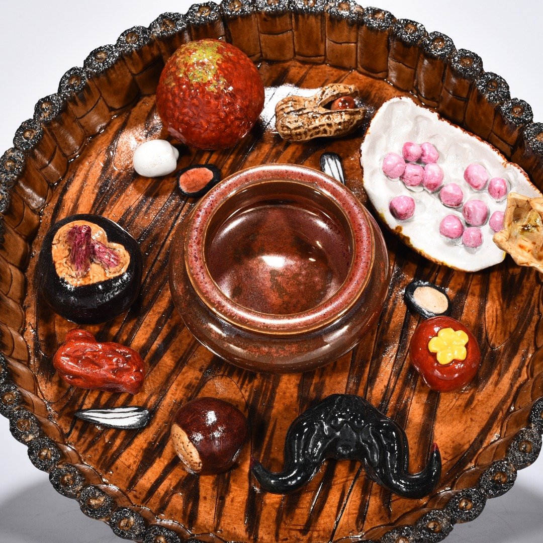 Qing Dynasty Qianlong Zhen Zongyuan bionic porcelain bound bamboo fruit plate