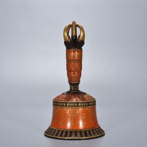 Qing Dynasty Qianlong Sanskrit rattles carved with gold on alum red ground