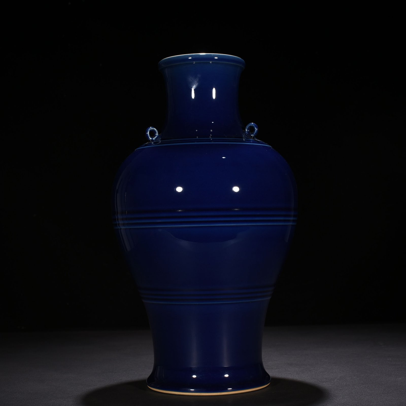 Qing Dynasty Qianlong Festival Blue Glaze Three Series Zun with Dazzlings