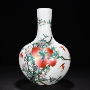 Qing Dynasty Qianlong pastel Five Blessings and Nine Peach Heavenly Ball Vase