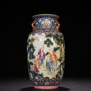 Qing Dynasty Qianlong Pastel Fragrant Mountain Nine Lao Pictures Lantern Vase