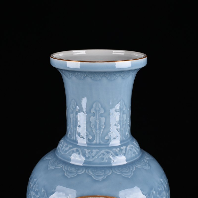 Qing Dynasty Qianlong pink celadon glaze consecrated pink Magu longevity figure vase