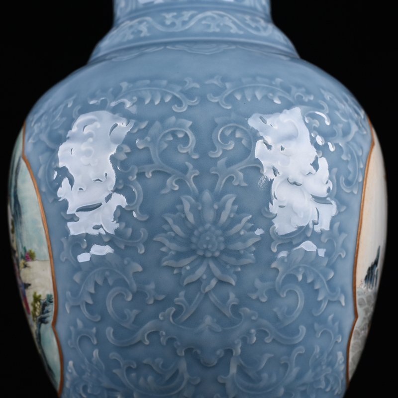 Qing Dynasty Qianlong pink celadon glaze consecrated pink Magu longevity figure vase