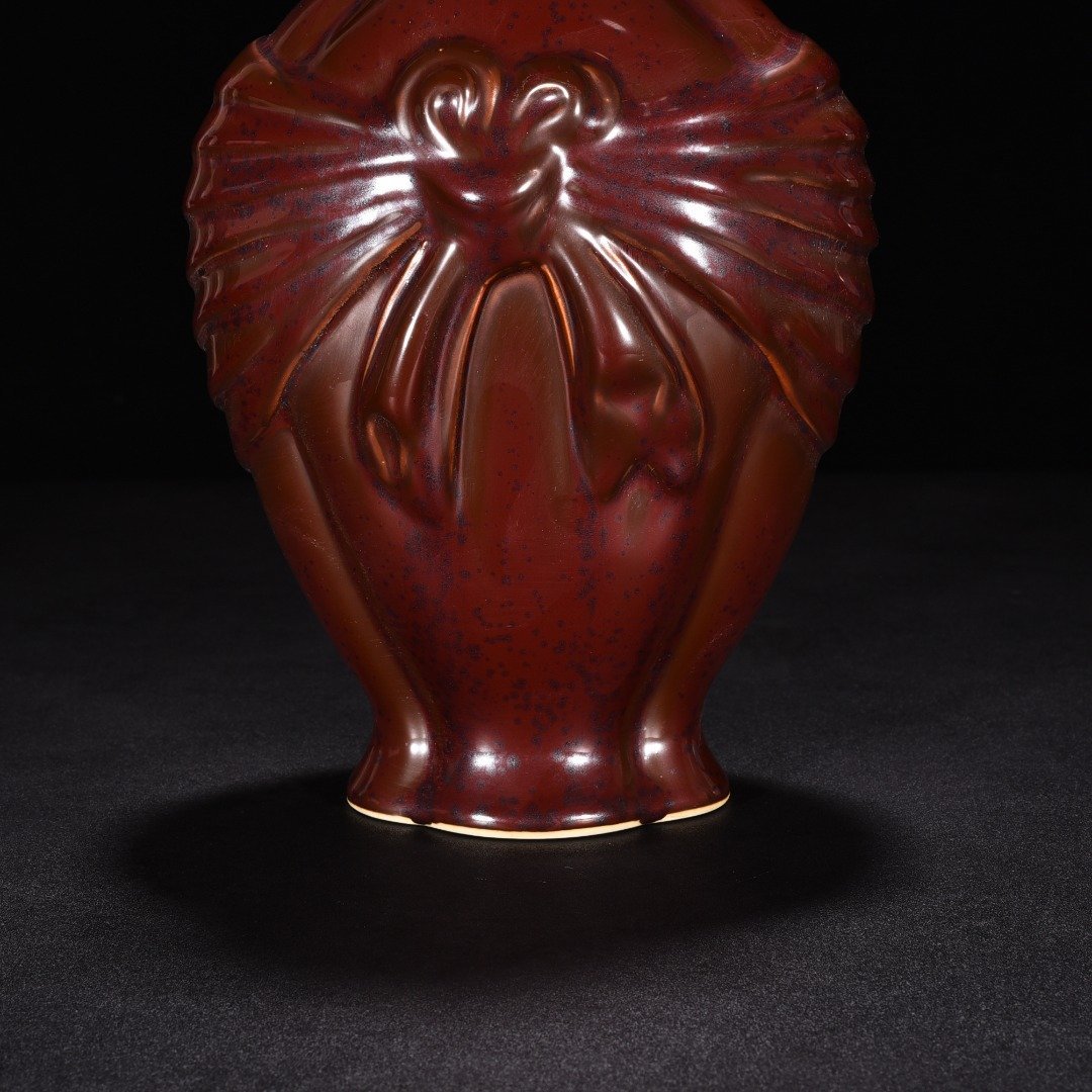 Qing Dynasty Purple gold glaze ribbon baggage vase
