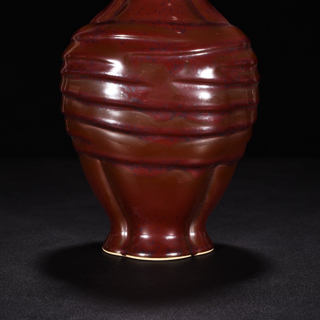 Qing Dynasty Purple gold glaze ribbon baggage vase