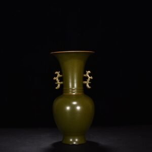 Qing Dynasty Qianlong tea powder glaze double-eared flower cup