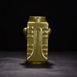Qing Dynasty Qianlong tea powder-glazed Cong-style elephant ear bottle