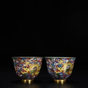Qing Dynasty Qianlong blue ground enamel cup
