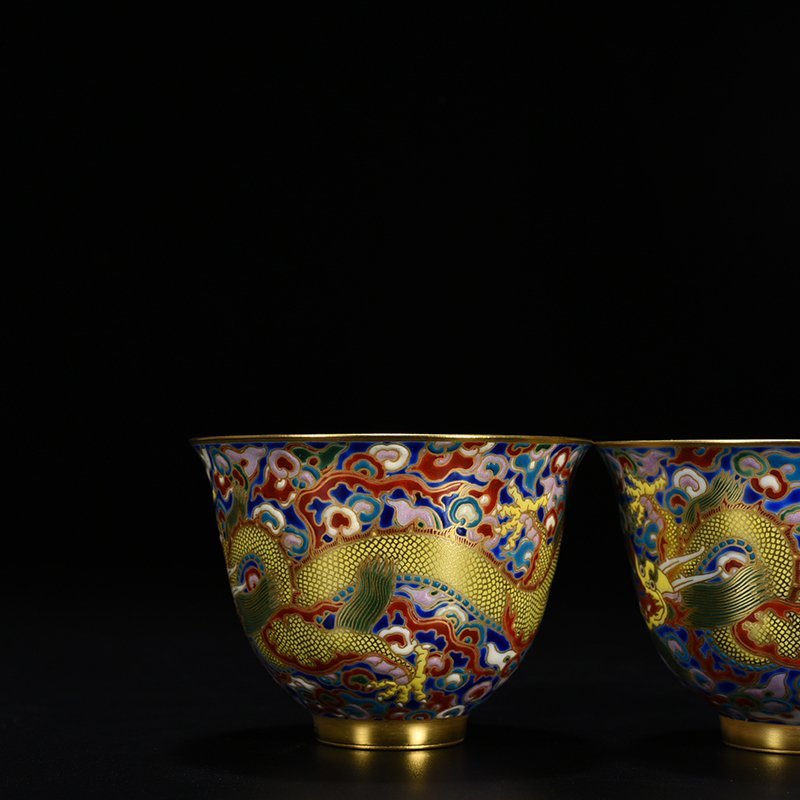 Qing Dynasty Qianlong blue ground enamel cup