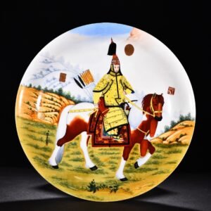 Qing Dynasty Qianlong painted enamel porcelain hunting picture plate