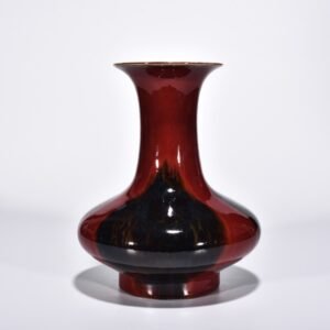 Qing Dynasty Qianlong Lang Kiln red obsidian vase with flat belly