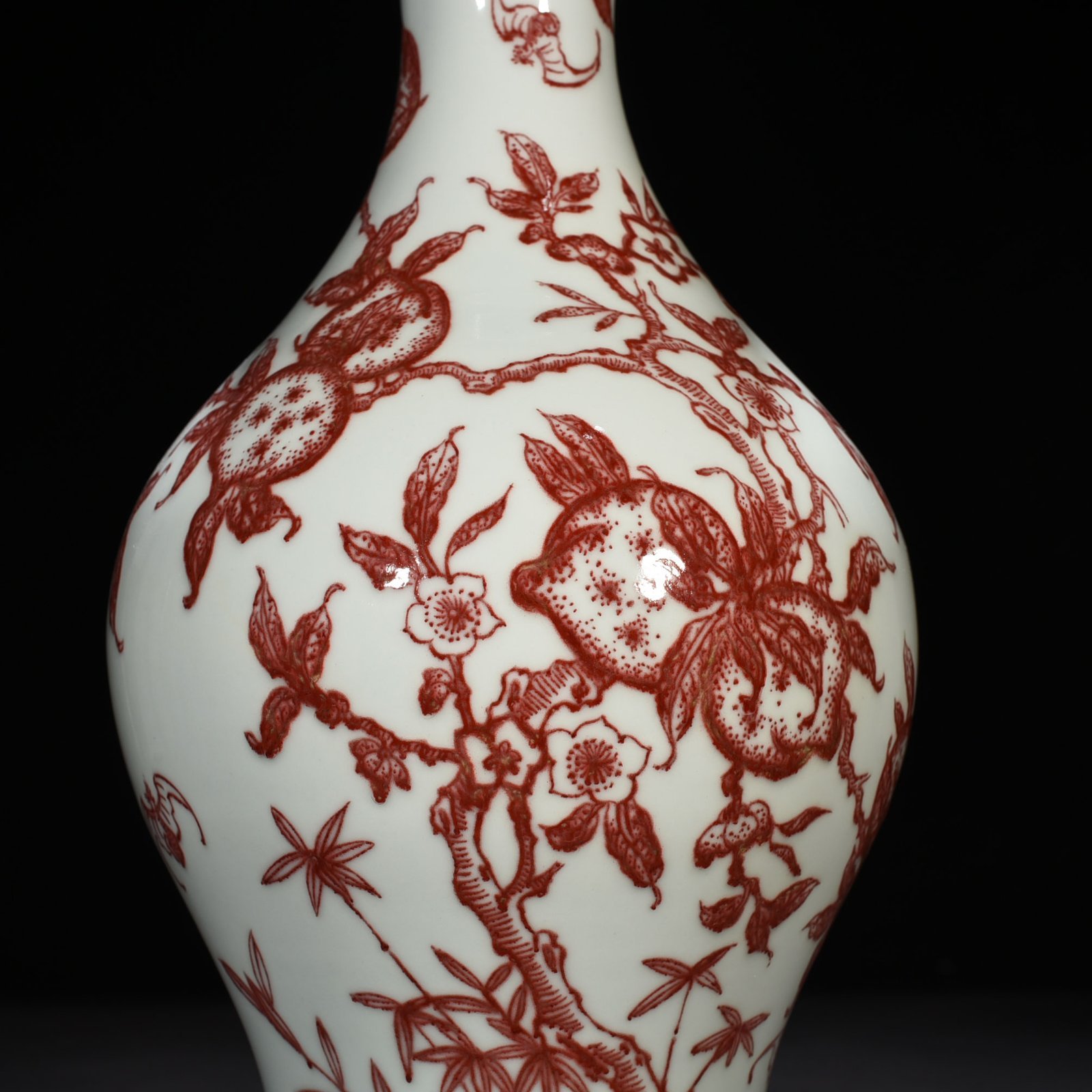 Qing Dynasty Qianlong underglaze red olive bottle