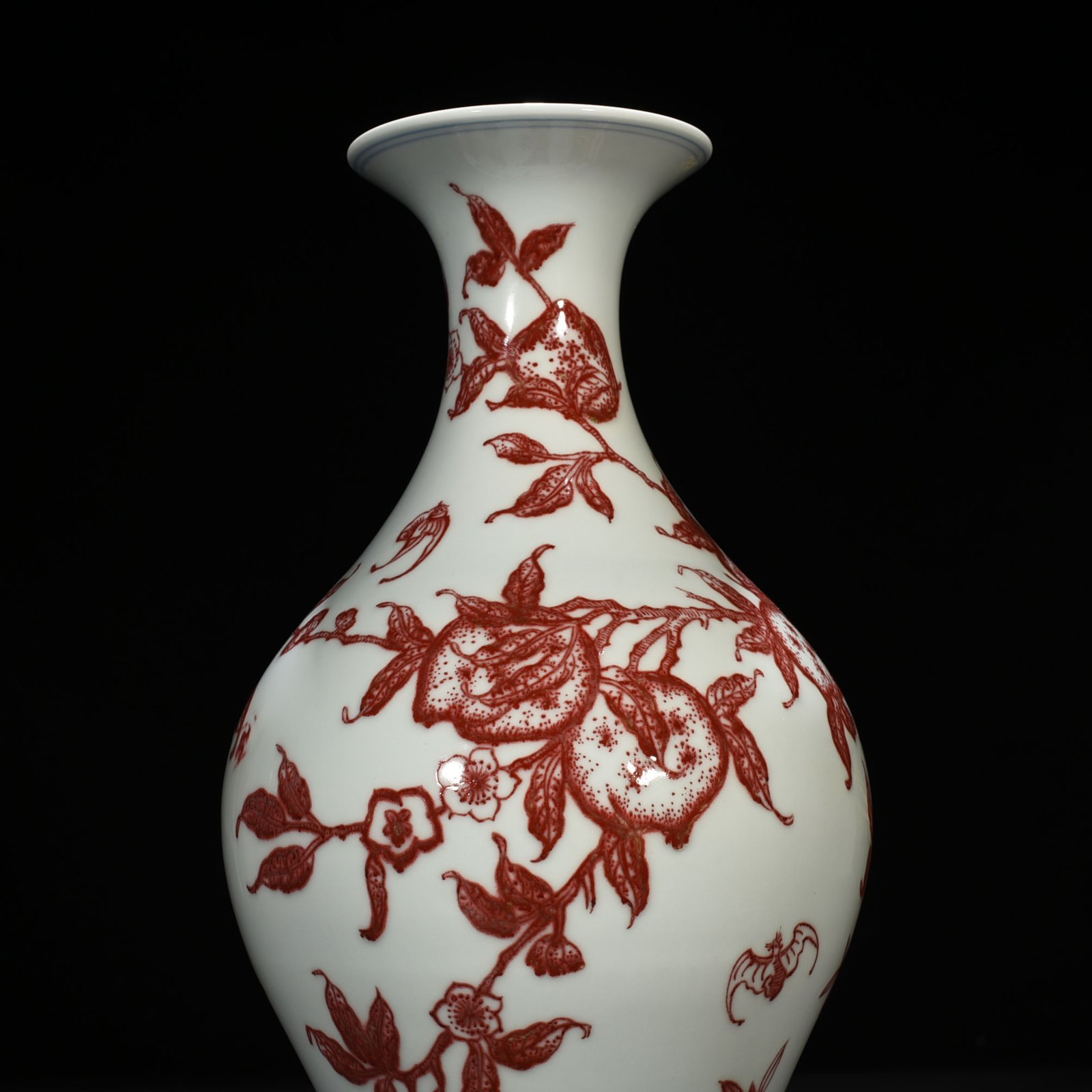 Qing Dynasty Qianlong underglaze red olive bottle