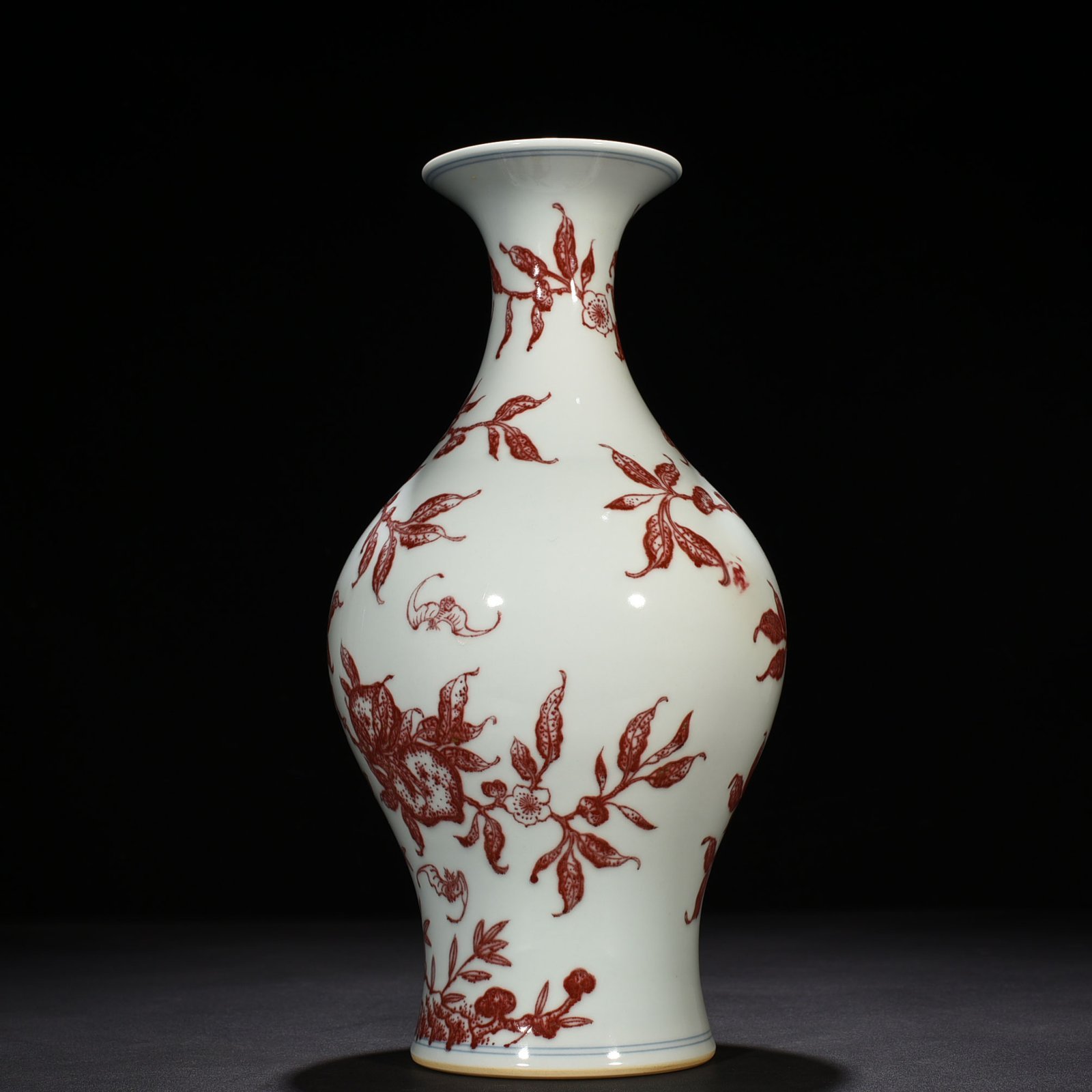 Qing Dynasty Qianlong underglaze red olive bottle
