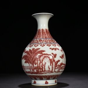 Qing Dynasty Qianlong underglaze red bamboo stone banana jade pot spring vase