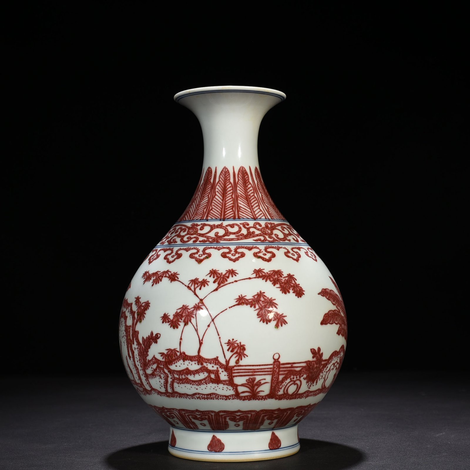 Qing Dynasty Qianlong underglaze red bamboo stone banana jade pot spring vase