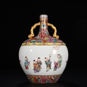 Qing Dynasty Qianlong Ten Thousand Flowers Enamel Amphora with Baby Plays
