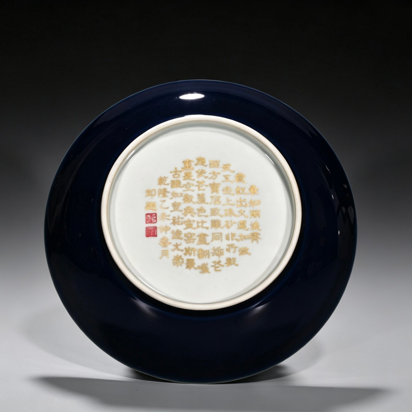 Qing Dynasty Qianlong Ji Blue Glaze Disc