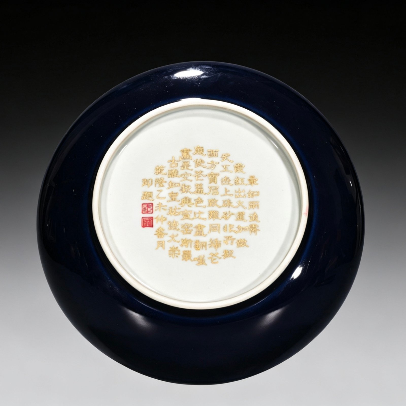 Qing Dynasty Qianlong Ji Blue Glaze Plate