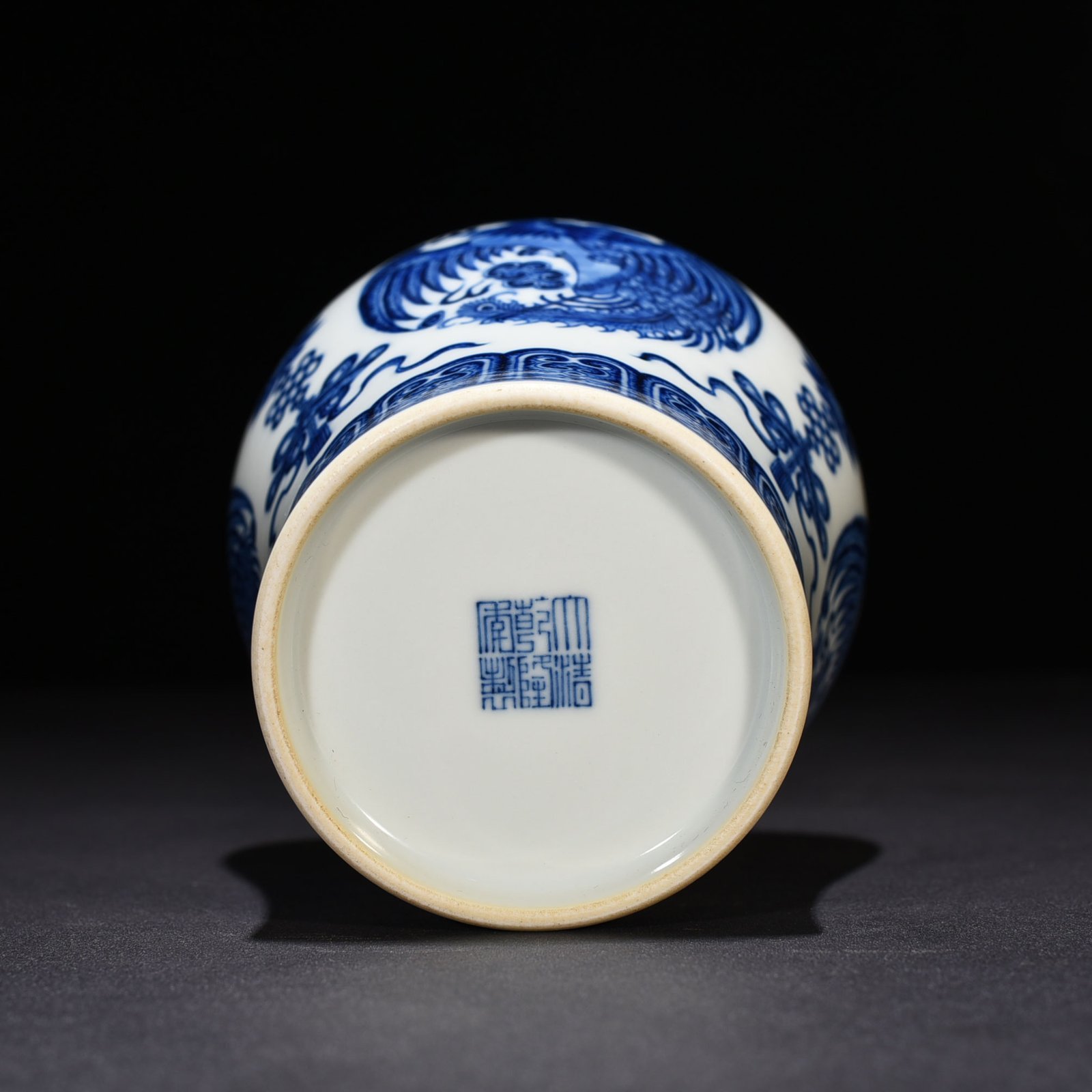 Qing Dynasty Qianlong blue and white phoenix rattle statue