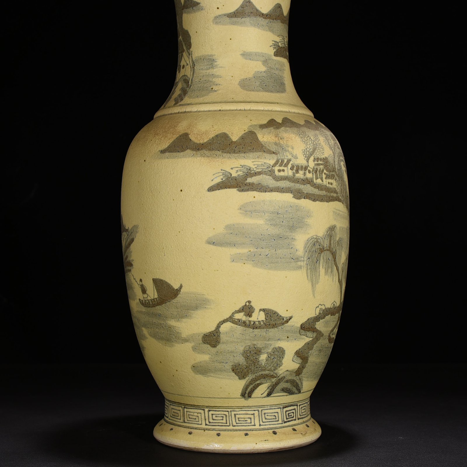 Qing Dynasty Qianlong blue and white landscape and figure vase