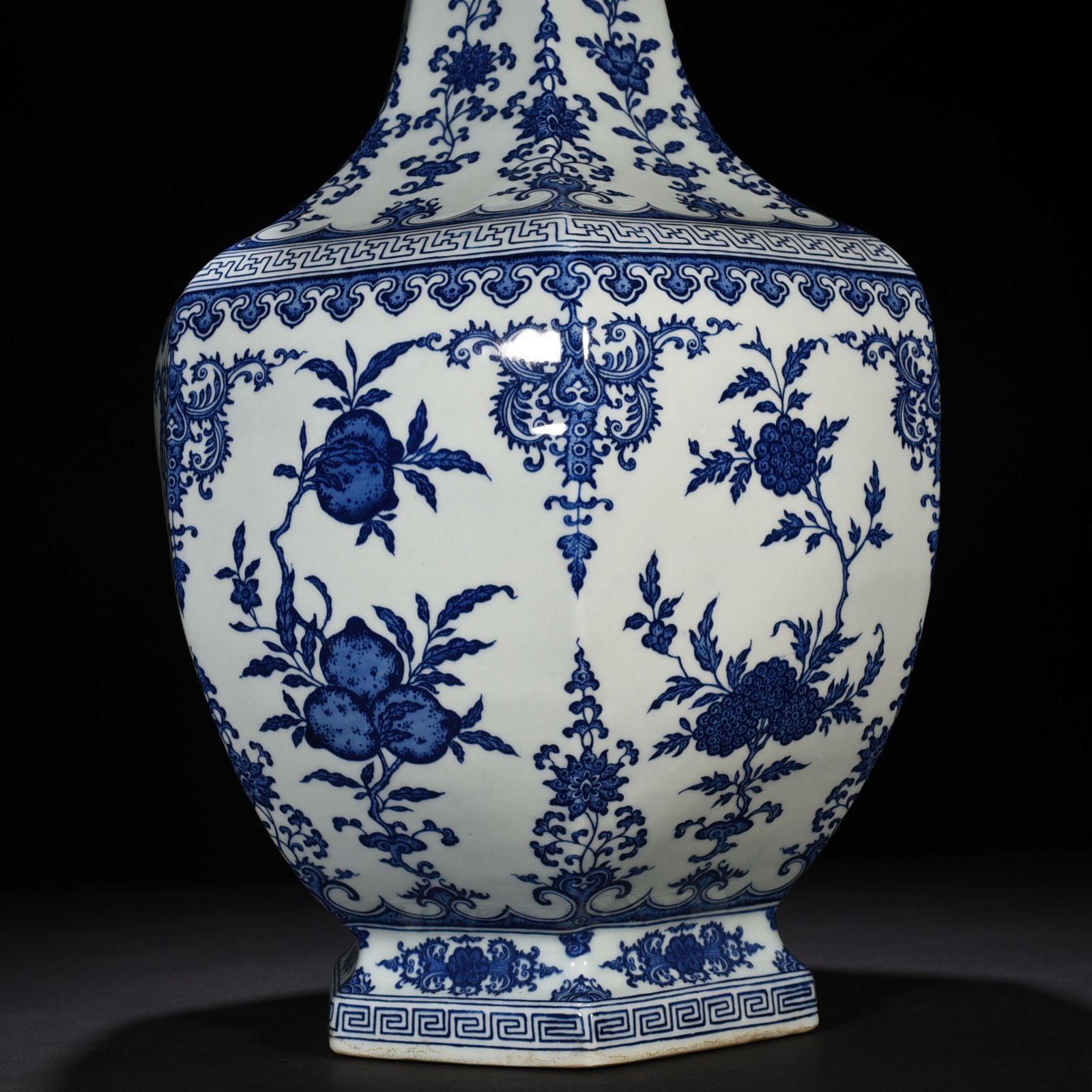 Qing Dynasty Qianlong blue and white six-sided large vase