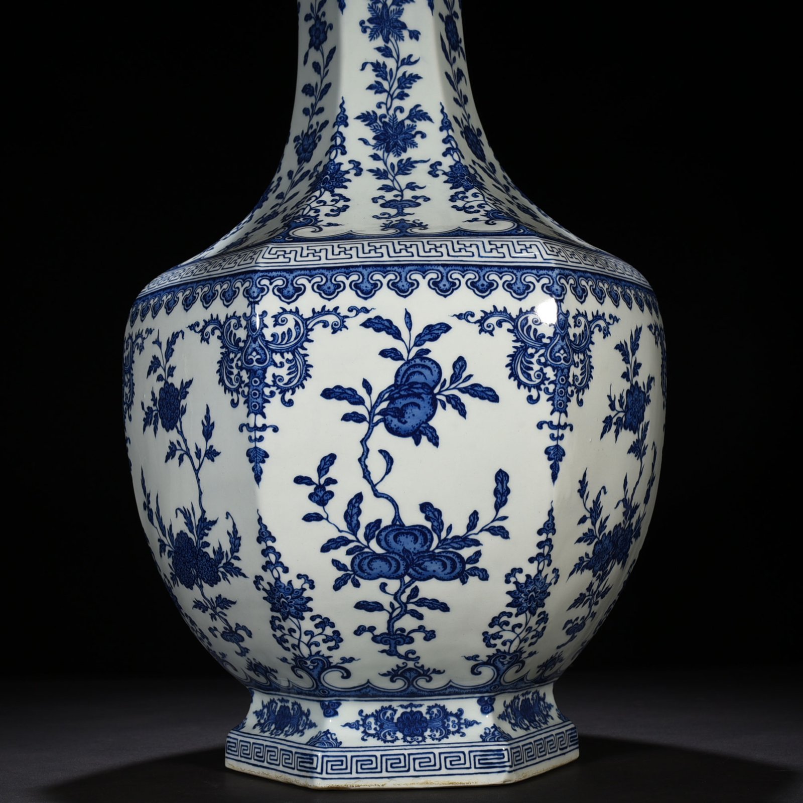 Qing Dynasty Qianlong blue and white six-sided large vase