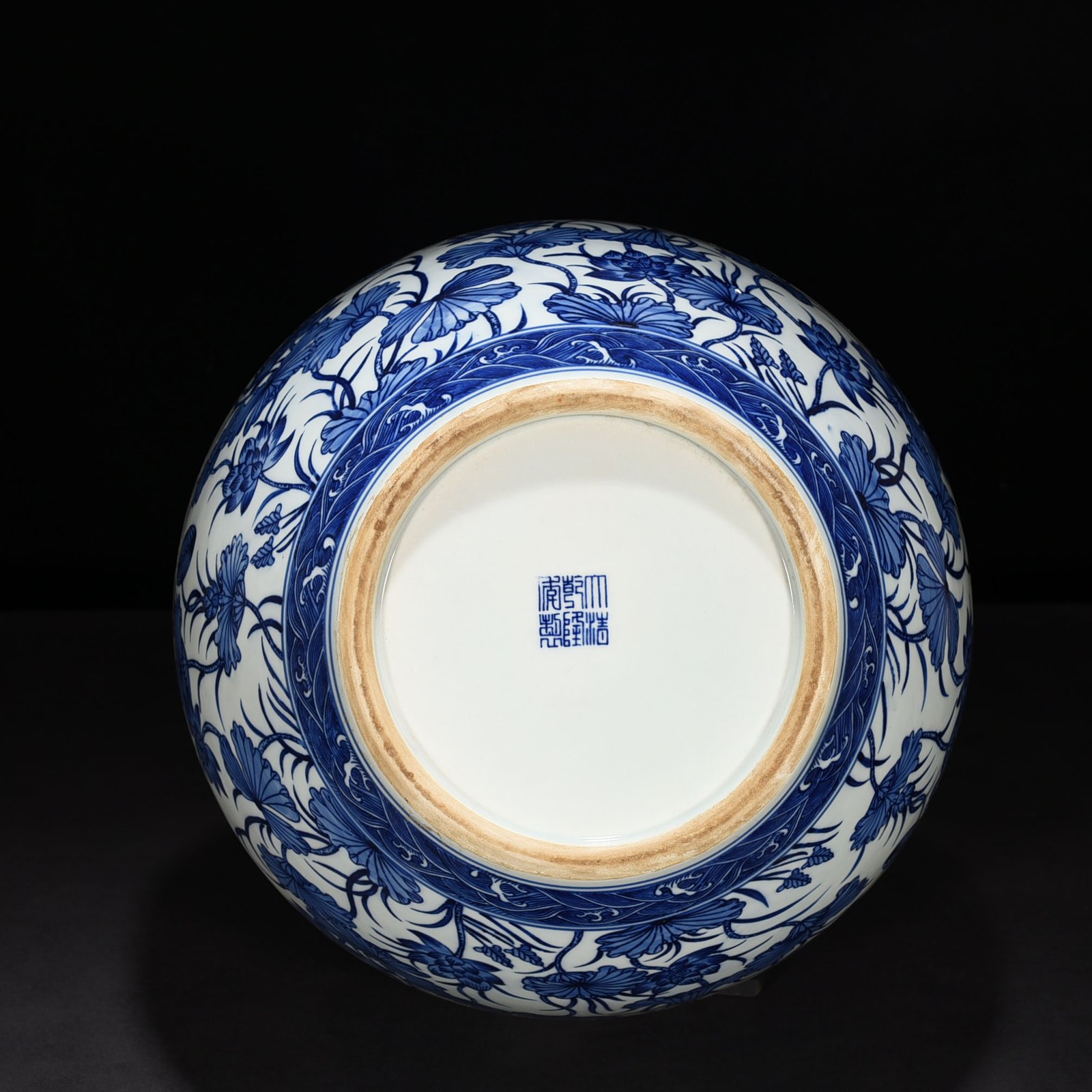 Qing Dynasty Qianlong blue and white lotus vase