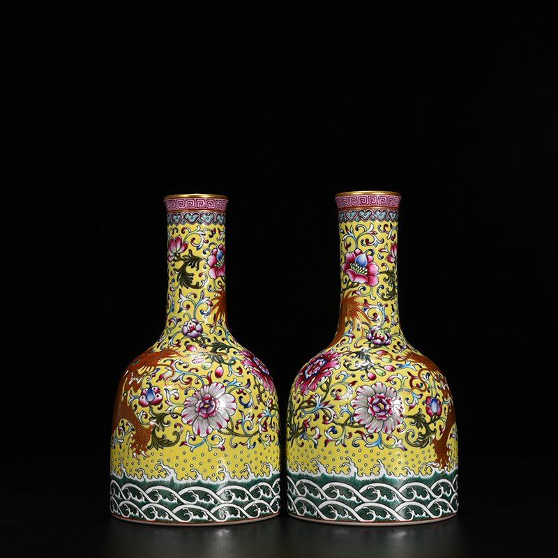 Qing Dynasty Qianlong yellow ground pastel gold dragon rattle