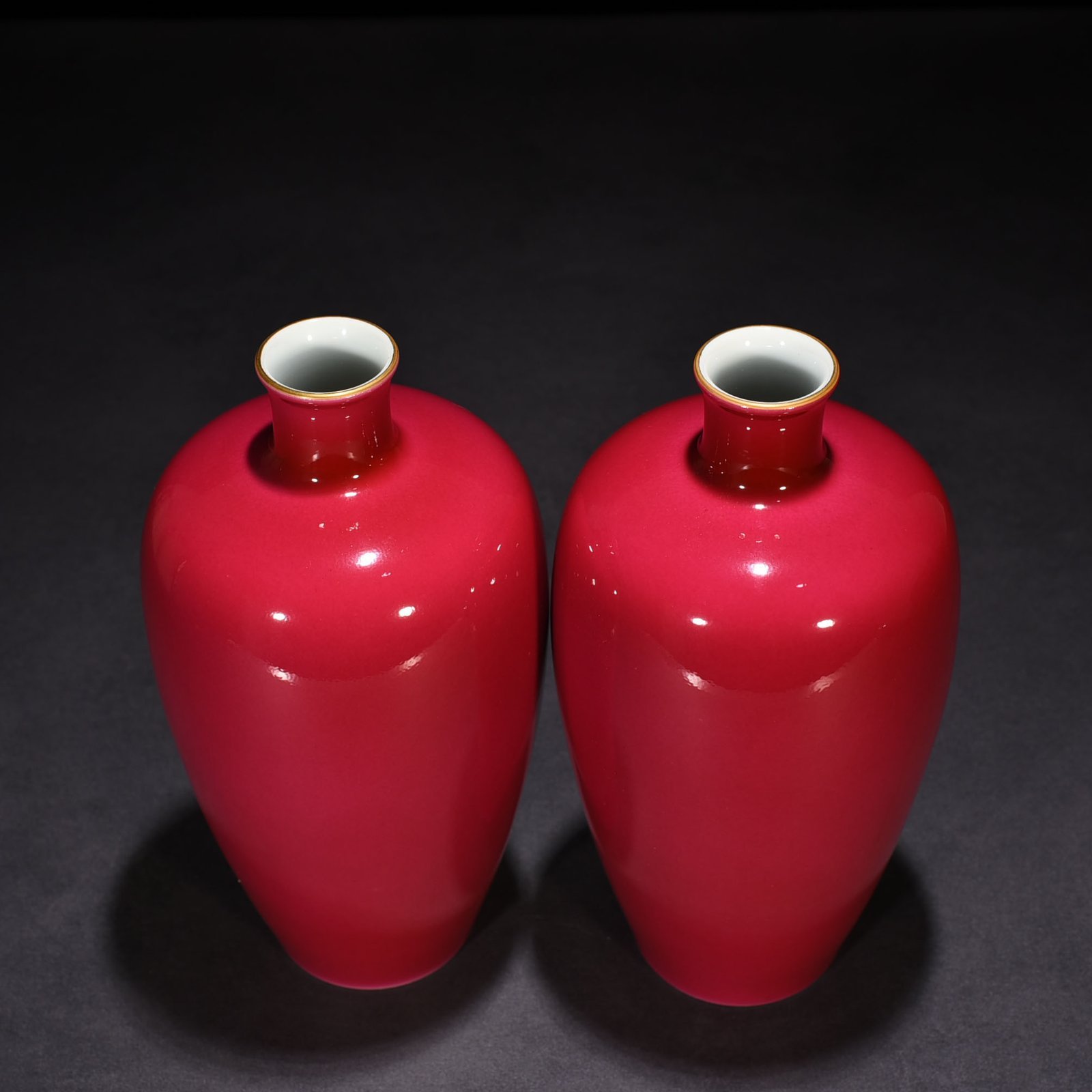 Qing Dynasty Xiugong model rouge red glazed plum vase