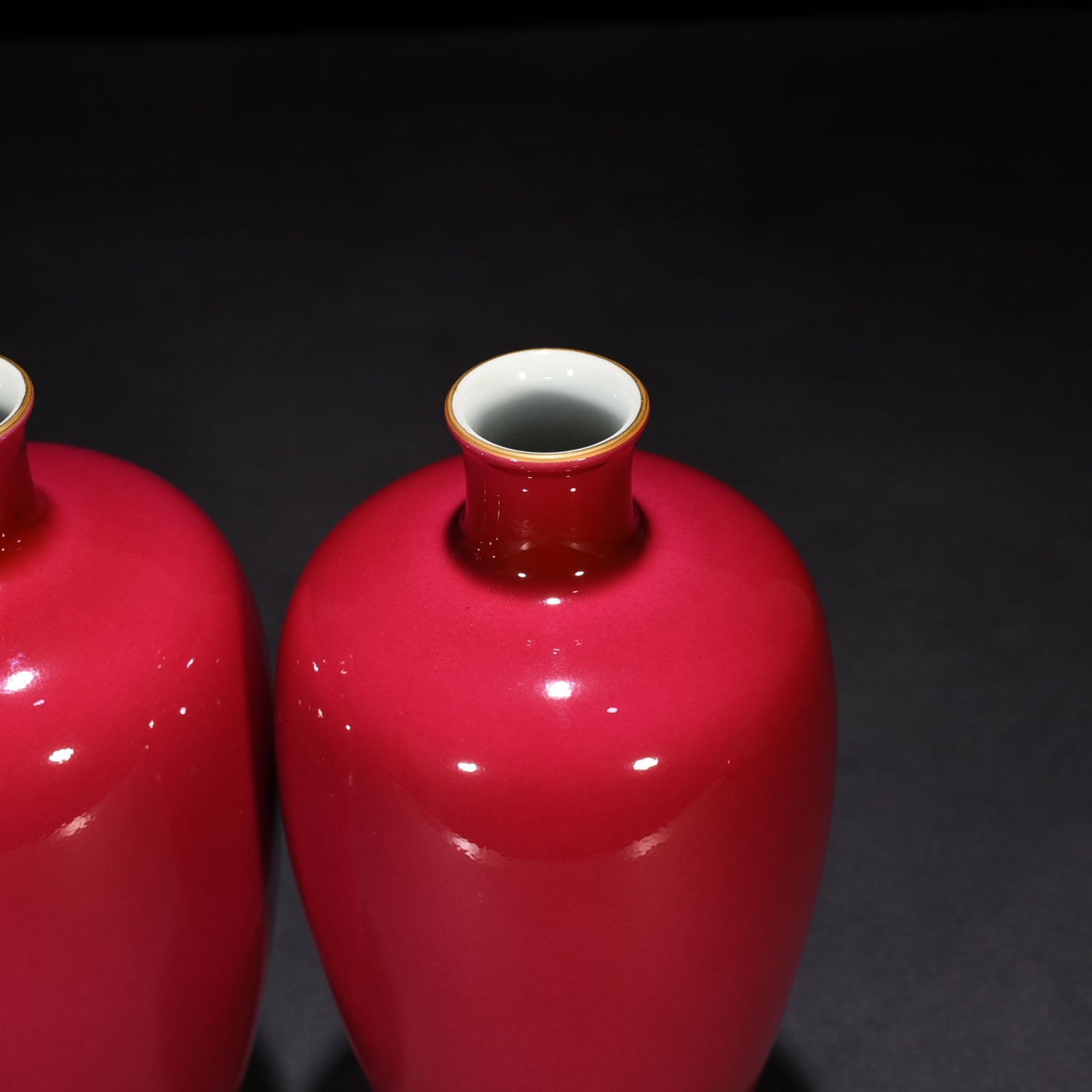 Qing Dynasty Xiugong model rouge red glazed plum vase