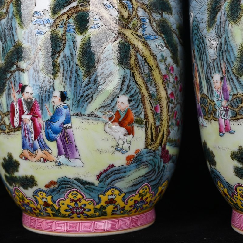 Qing Dynasty pastel Fushan Shouhai character general jar