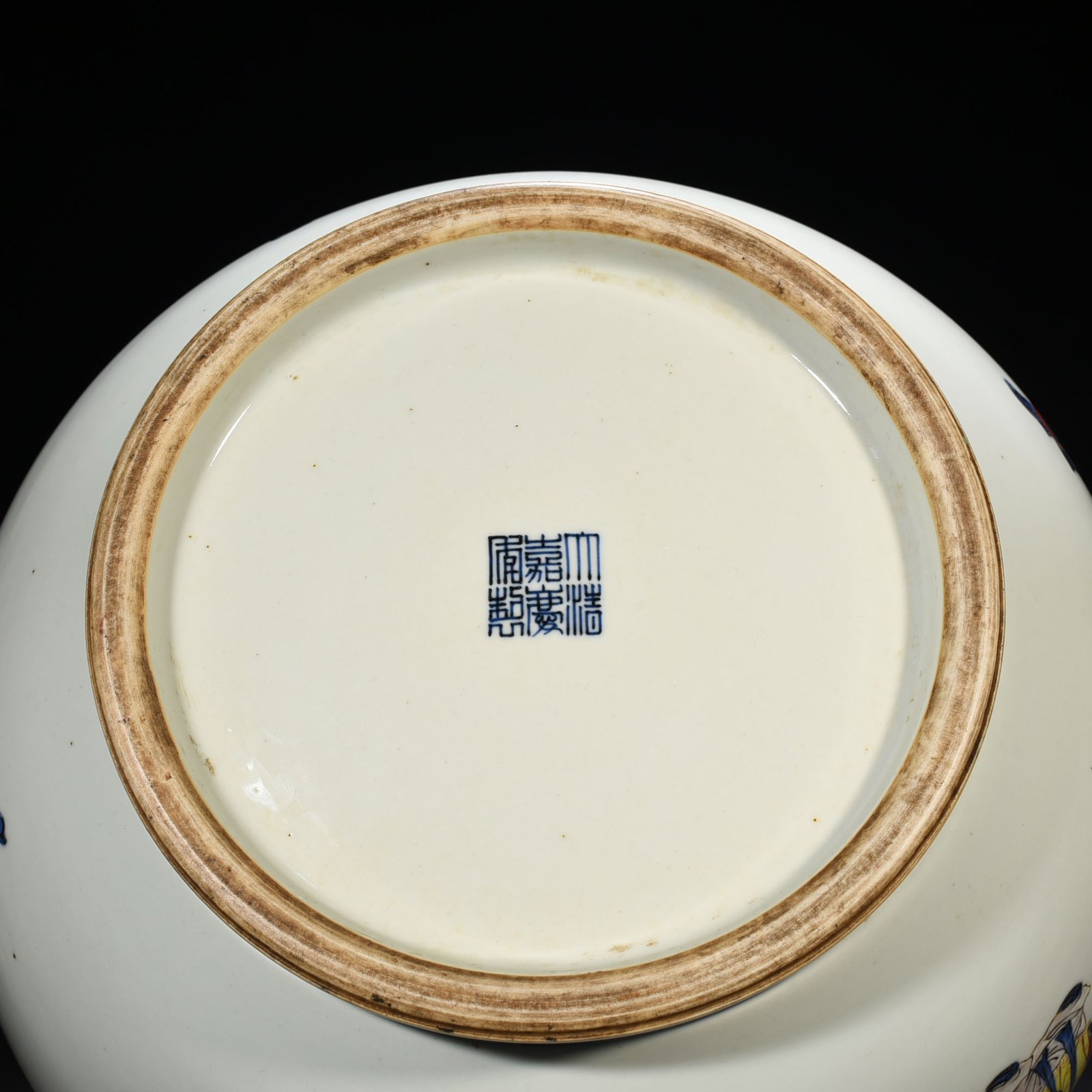 Qing Dynasty blue and white five-color gold-painted double-eared statue