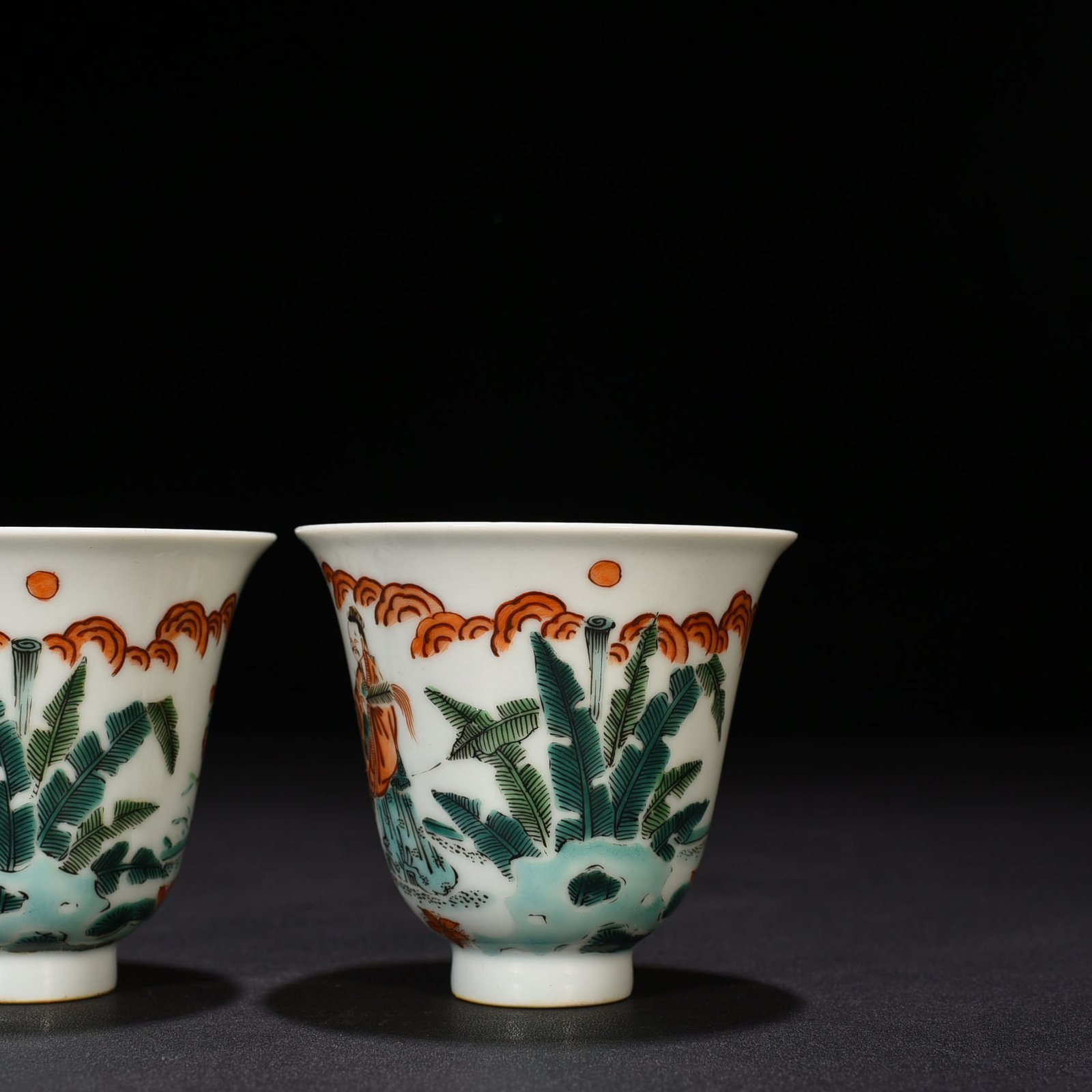 Qing Dynasty Kangxi colorful three-star high-photo figure cup