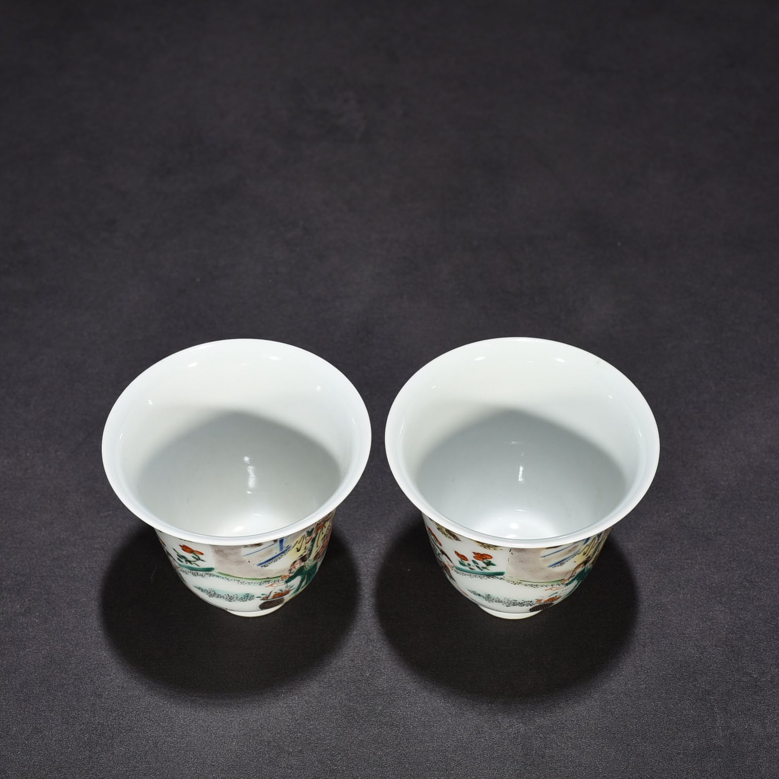 Qing Dynasty Kangxi colorful three-star high-photo figure cup