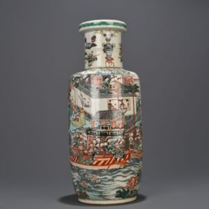 Qing Dynasty Kangxi colorful character story mallet bottle