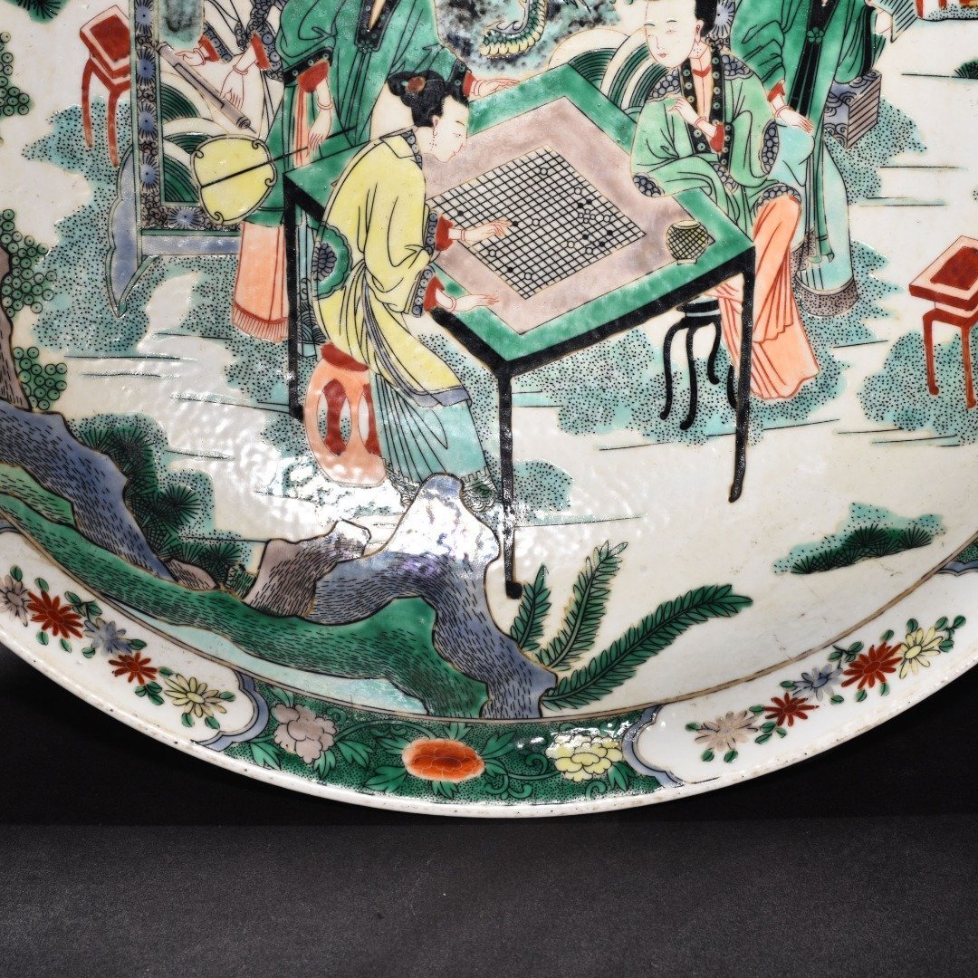 Qing Dynasty Kangxi colorful lady figure plate