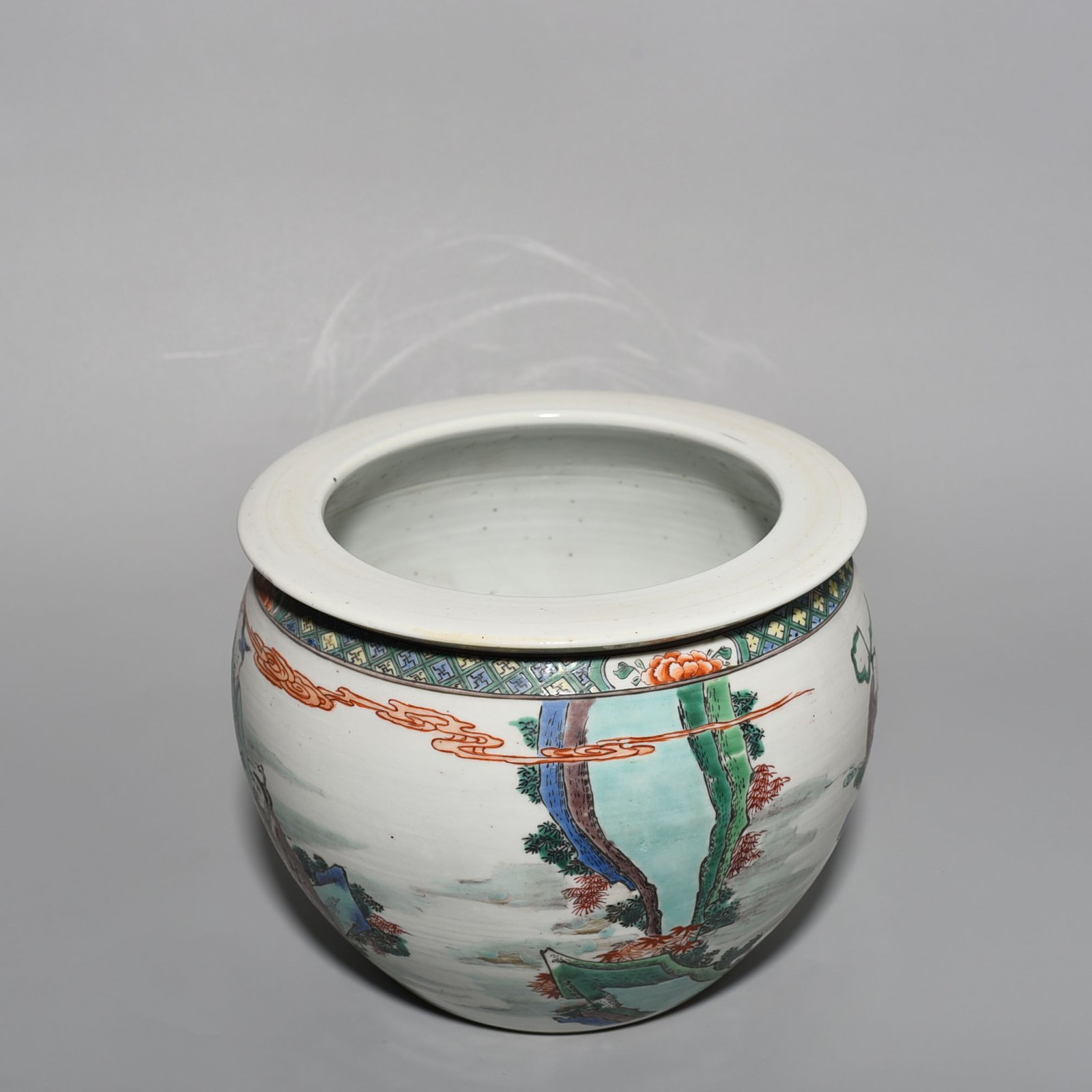 Qing Dynasty Kangxi colorful Eight Immortals birthday scroll vase