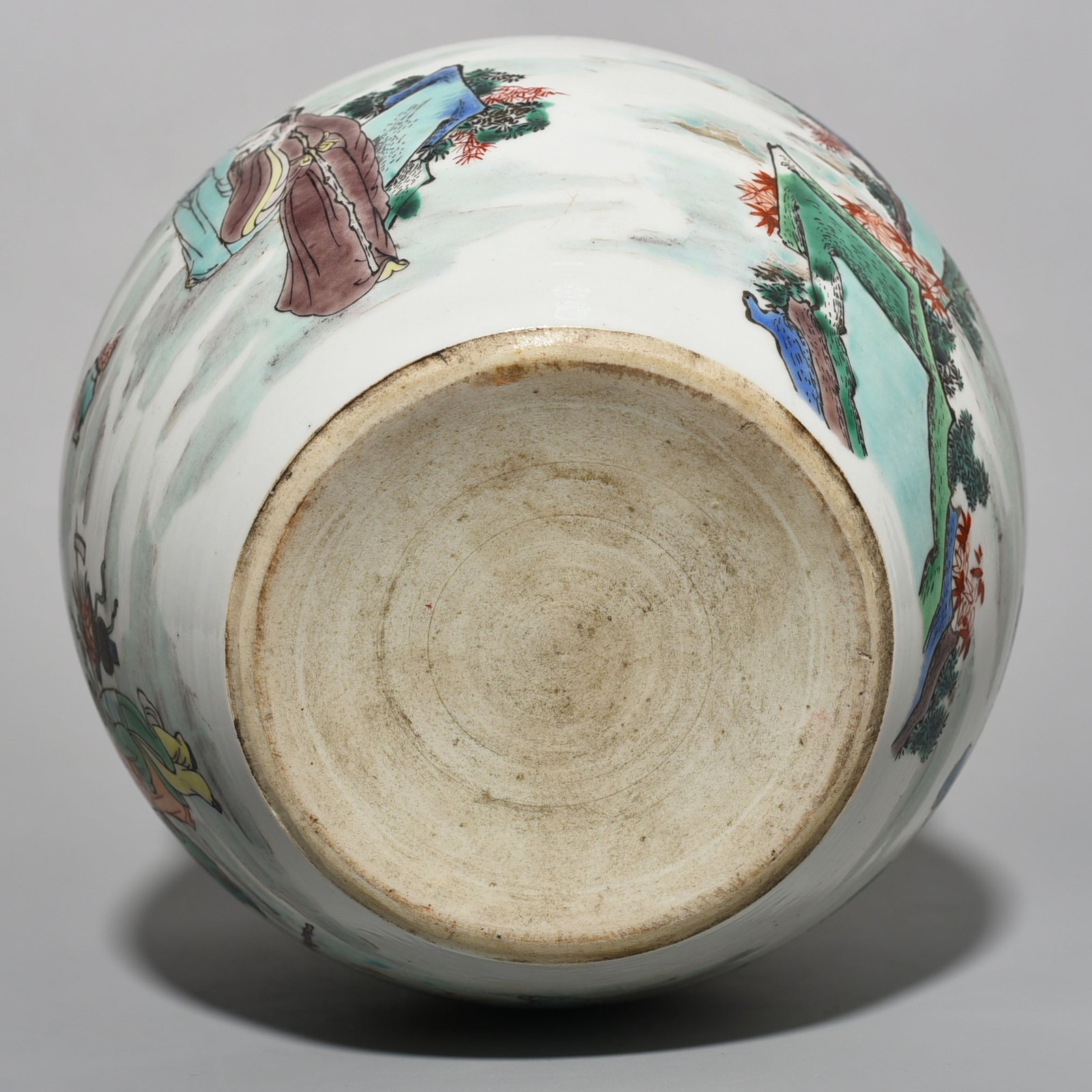 Qing Dynasty Kangxi colorful Eight Immortals birthday scroll vase