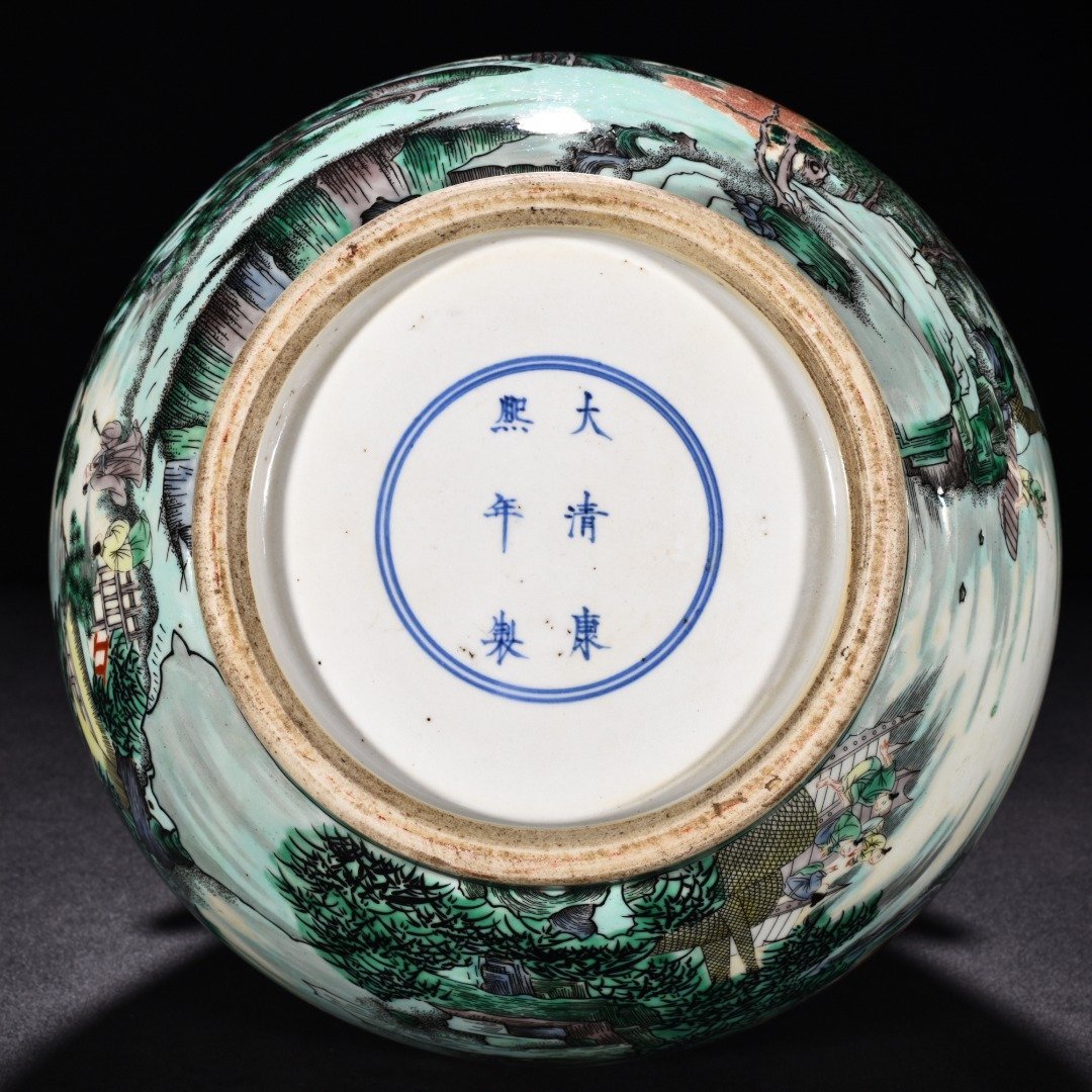 Qing Dynasty Kangxi colorful fisherman’s music landscape deer head statue