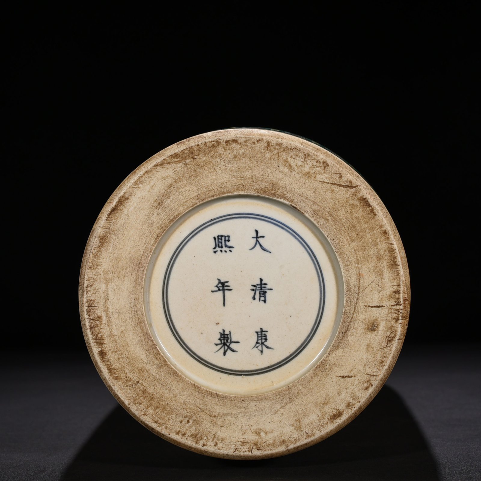 Qing Dynasty Kangxi colorful kingfisher and flower cylinder vase